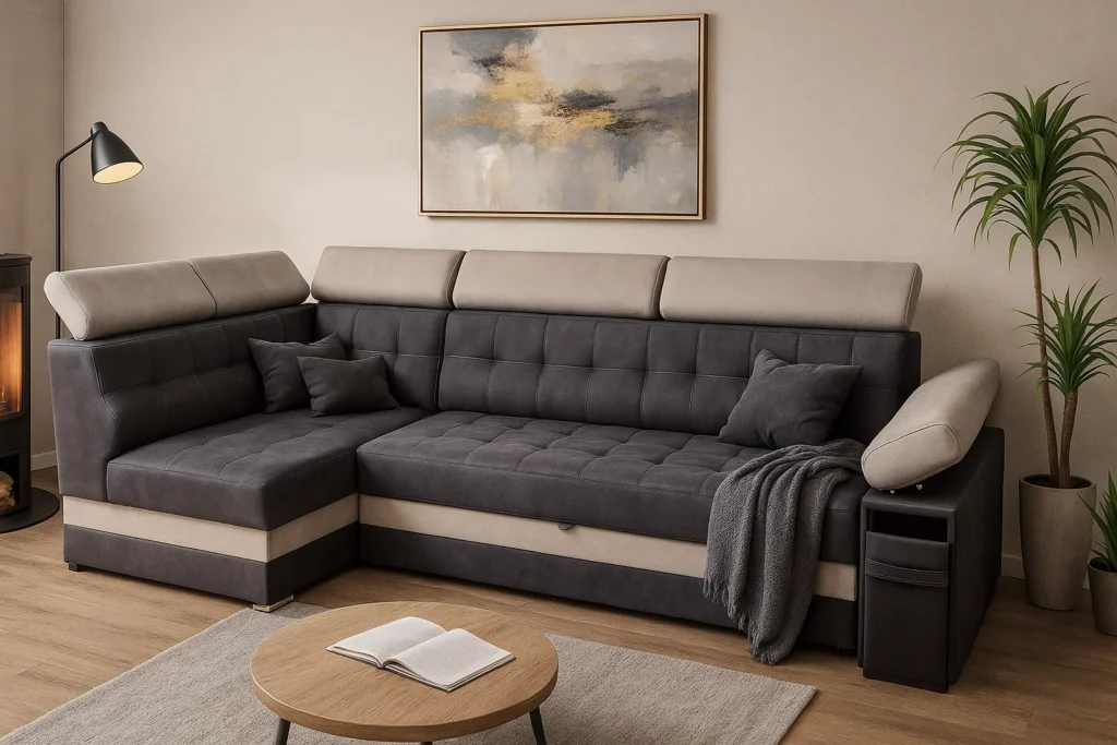 Narożnik Galaxy z barkiem i regulowanymi zagłówkami